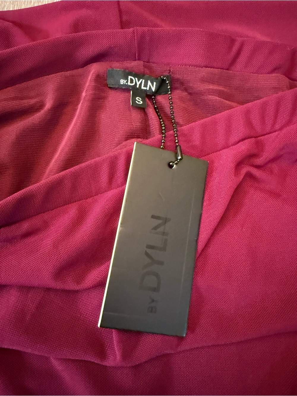 by.DYLN Maddox Semi Sheer Mesh Maxi Skirt Plum Burgundy Slit Size Small - Picture 4 of 11